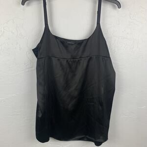 Eileen Fisher Shirt Womens Large Black Silk Lined Cami Adjustable F9ES-4